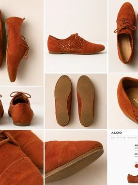 ALDO Suede Oxford Flats Rust Orange Size 6